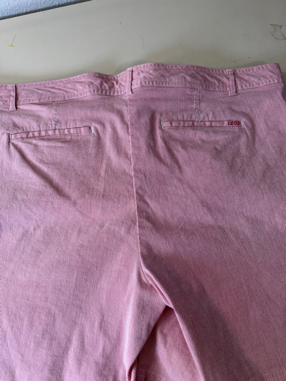 Izod Red/whiteCotton Bermuda Shorts with Front Pockets - Picture 6 of 10